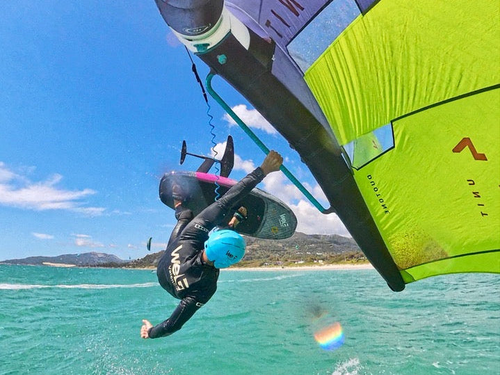 wing foiling ocean jump