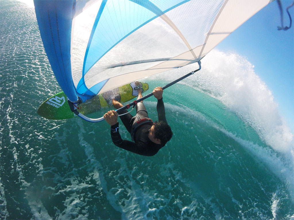 Flymount action camera mount on windsurfer